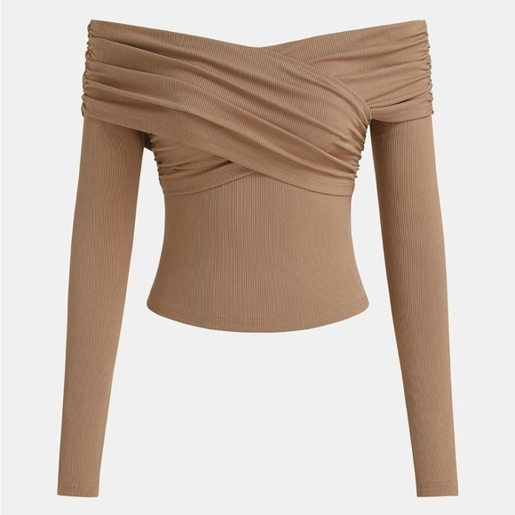 YOZY Women's Solid Off Shoulder Ruched
Tee & Pants Two-piece Set NO BELT - Picture 2 of 9